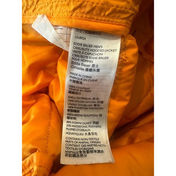 Eddie Bauer CirrusLite Down Hooded Jacket Zip Dark Blue Puffer Men's Size XL - Picture 10 of 15